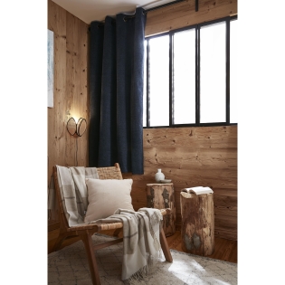 Rideau petite hauteur 140 x 180 cm occultant doublé polaire Bjorn Bleu foncé