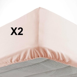 Lot de 2 Draps housse bonnet 30 cm 2 personnes 140 x 190 cm microfibre Oscar Nude sur Mon Linge de Maison Lot de 2 Draps housse bonnet 30 cm 2 personnes 140 x 190 cm microfibre Oscar Nude
