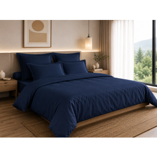 Housse de Couette 260 x 240 cm – 100% Coton 57 Fils/cm² – Bleu Nuit