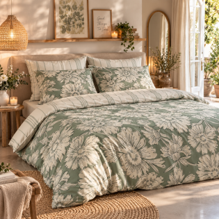 Housse de couette 240 x 220 cm 100% coton 57 fils imprimé TAMARA