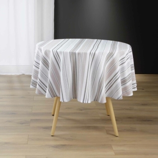 Nappe ronde (0) 180 cm coton/polyes recycle tisse grs melina Sans