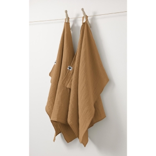 Lot de 2 essuie-mains gaze de coton 50 x 70 cm gaia camel Marron sur Mon Linge de Maison Lot de 2 essuie-mains gaze de coton 50 x 70 cm gaia camel Marron