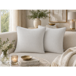 Lot de 2 coussins 45 x 45 cm gaze de coton Nuage – Déhoussables zip – Passepoil sur Mon Linge de Maison Lot de 2 coussins 45 x 45 cm gaze de coton Nuage – Déhoussables zip – Passepoil