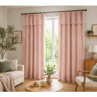 Lot de 2 Rideaux ajustables + 8 anneaux pinces 140 x 270 cm – Lyocell uni Blush