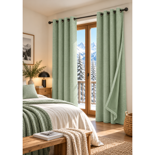 Lot de 2 rideaux occultants thermiques doublés polaire 140 x 240 cm ARCTICA Menthe sur Mon Linge de Maison Lot de 2 rideaux occultants thermiques doublés polaire 140 x 240 cm ARCTICA Menthe