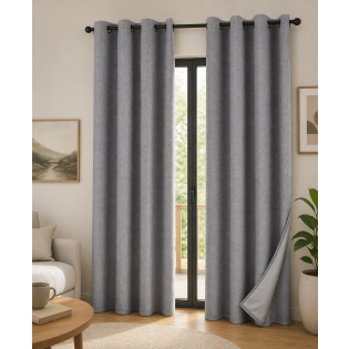Lot de 2 Rideaux 140 x 240 cm – Blackout total & Thermique – Double polaire – Gris