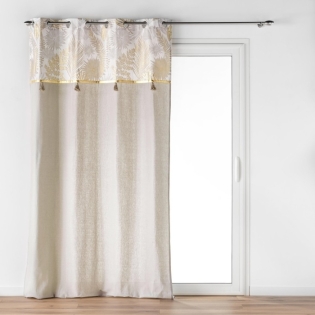 Rideau a oeillets 140 x 240 cm polycoton uni + haut métallisé Melisse