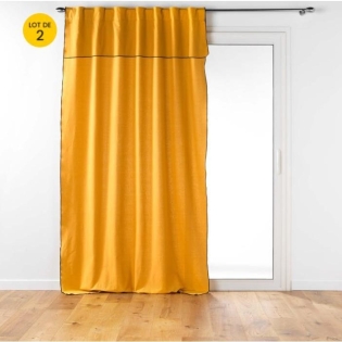 Lot de 2 Rideaux passants cache-volants en coton 140 x 240 cm Mistraline Moutarde sur Mon Linge de Maison Lot de 2 Rideaux passants cache-volants en coton 140 x 240 cm Mistraline Moutarde