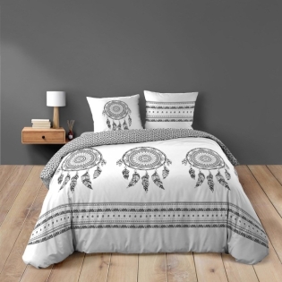 Housse de couette 260 x 240 cm coton 42 fils + 2 taies Indian dream sur Mon Linge de Maison Housse de couette 260 x 240 cm coton 42 fils + 2 taies Indian dream