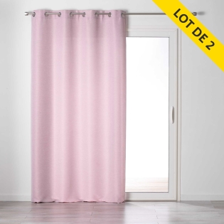 Lot de 2 rideaux à œillets – 140 x 240 cm – tamisant – chambray uni Glory – dragée