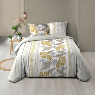 Housse de couette 240 x 220 cm coton 57 fils + 2 taies Moana