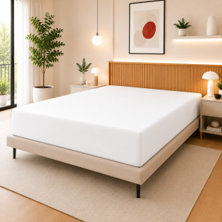Drap Housse 140 x 190 cm Blanc – 100% Coton 57 Fils/cm² – Bonnet 30 cm