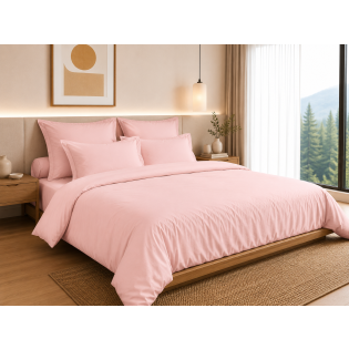 Housse de Couette 260 x 240 cm – 100% Coton 57 Fils/cm² – Rose Dragée