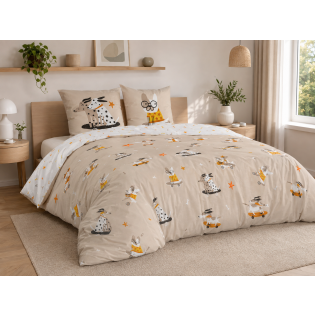 Parure de lit 3 pièces 240 x 220 cm ISIDORE – Réversible – 100% coton 57 fils