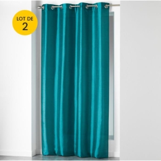 Lot de 2 Rideaux à Œillets 140 x 240 cm – Shantung Effet Brillant – Shana Bleu