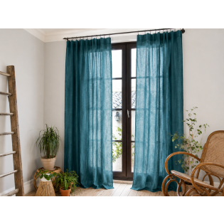 Lot de 2 rideaux gaze de coton Lot de 2 Rideaux Gaze de Coton Bleu canard 140x300 cm Ajustables – 8 Anneaux Pinces Inclus – Rideaux Tamisants Haut de Gammecm Bleu canard