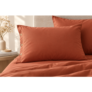 Taie d’oreiller volant plat 50 x 70 cm 100% coton Percale unie PERRINE Tomette sur Mon Linge de Maison Taie d’oreiller volant plat 50 x 70 cm 100% coton Percale unie PERRINE Tomette