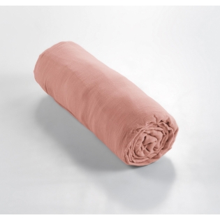 Drap Housse Double Gaze de Coton Rose pêche – 160 x 200 cm – Bonnet 30 cm sur Mon Linge de Maison Drap Housse Double Gaze de Coton Rose pêche – 160 x 200 cm – Bonnet 30 cm