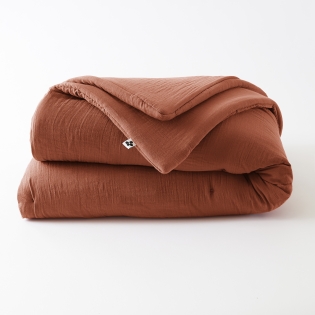 Édredon 180 x 240 cm - Double Gaze de Coton 125 gr/m² - Uni Gaïa Terracotta