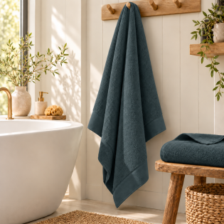 Drap de bain Softy 100 x 150 cm – Éponge Zero Twist 100% coton peigné 600 g/m² – Orage