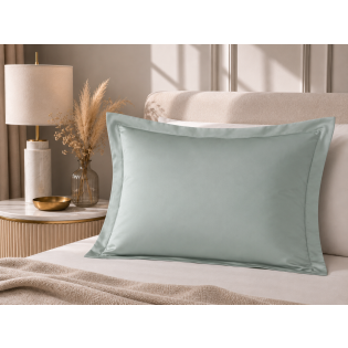Taie d'Oreiller 50 x 70 cm Céladon – Satin de Coton 120 Fils/cm² – Hôtellerie Haut de Gamme