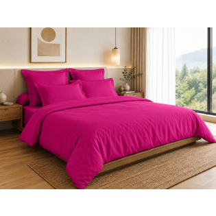 Housse de Couette 260 x 240 cm – 100% Coton 57 Fils/cm² – Magenta