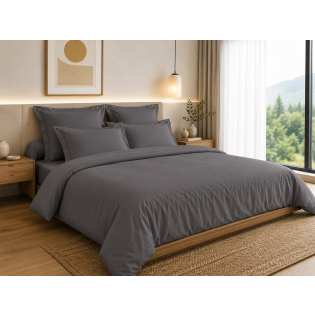 Housse de Couette 260 x 240 cm – 100% Coton 57 Fils/cm² – Ardoise