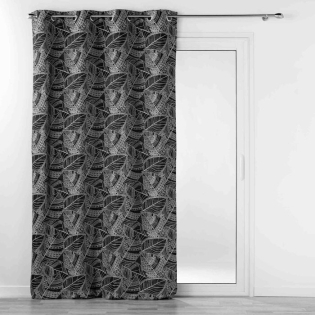 Rideau a oeillets 140 x 260 cm jacquard Floriss Noir