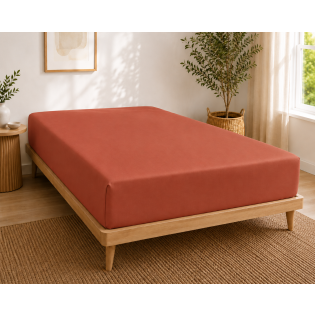 Drap-housse 140 x 190 cm Percale de Coton Peigné Terracotta – 80 fils/cm² – Bonnet 35 cm sur Mon Linge de Maison Drap-housse 140 x 190 cm Percale de Coton Peigné Terracotta – 80 fils/cm² – Bonnet 35 cm
