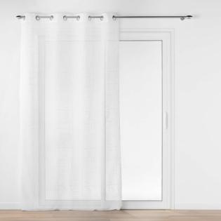 Voilage  oeillets 140 x 240 cm voile sable brodé metallisé odessa Blanc