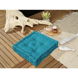 Coussin de sol 50 x 50 x 10 cm Déperlant anti UV Bleu paon sur Mon Linge de Maison Coussin de sol 50 x 50 x 10 cm Déperlant anti UV Bleu paon