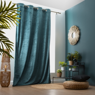 Lot de 4 Rideaux Occultants à Œillets - 140 x 240 cm - Velours relief Pétrole sur Mon Linge de Maison Lot de 4 Rideaux Occultants à Œillets - 140 x 240 cm - Velours relief Pétrole