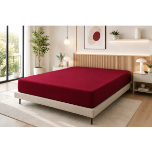 Drap Housse 140 x 190 cm Grenat – 100% Coton 57 Fils/cm² sur Mon Linge de Maison Drap Housse 140 x 190 cm Grenat – 100% Coton 57 Fils/cm²