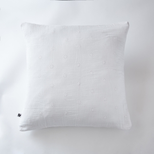 Taie d'oreiller brodée en gaze de coton 60 x 60 cm Gaïa Boho Blanc