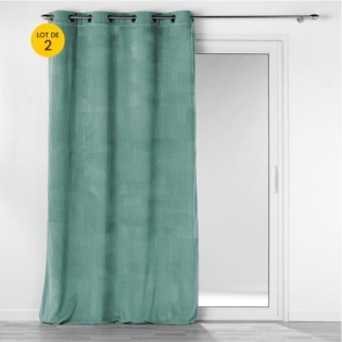 Lot de 2 Rideaux à oeillets 140 x 260 cm velours côtelé Casual Sauge
