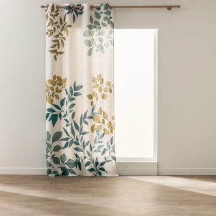 Rideau à œillets 140 x 260 cm polyester/lin imprimé ILONA – Motif végétal