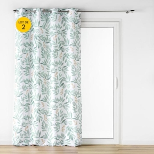 Lot de 2 Rideaux à Œillets - Tendance Biovana Vert - 140 x 260 cm