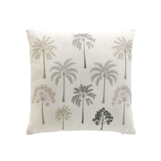 Coussin déhoussable 45 x 45 cm – Polyester/Lin imprimé Palméa Vert