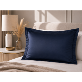 Taie d'Oreiller 50 x 70 cm Bleu velours  – Satin de Coton 120 Fils/cm² – Hôtellerie Haut de Gamme