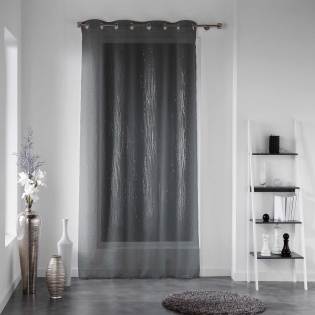 Panneau a oeillets 140 x 240 cm voile sable applique filiane Anthracite sur Mon Linge de Maison Panneau a oeillets 140 x 240 cm voile sable applique filiane Anthracite