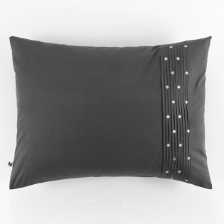 Taie d'oreille brodée 100% coton luxe 57 fils 50 x 70 cm Agathe Anthracite sur Mon Linge de Maison Taie d'oreille brodée 100% coton luxe 57 fils 50 x 70 cm Agathe Anthracite