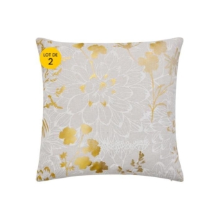 Lot de 2 Coussins Déhoussables 45x45 cm - Polycoton Imprimé Métallisé Anassia