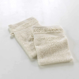 2 gants de toilette 15 x 21 cm eponge unie elegance Sable