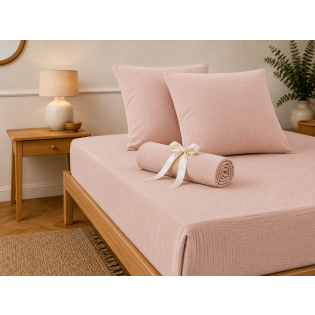 Pack Drap Housse 140 x 190 cm + 2 Taies d’Oreiller 60 x 60 cm Double Gaze de Coton GAÏA Guimauve sur Mon Linge de Maison Pack Drap Housse 140 x 190 cm + 2 Taies d’Oreiller 60 x 60 cm Double Gaze de Coton GAÏA Guimauve