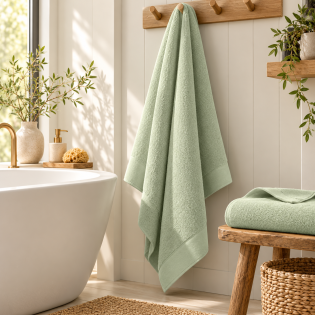 Drap de bain Softy 100 x 150 cm – Éponge Zero Twist 100% coton peigné 600 g/m² – Amande