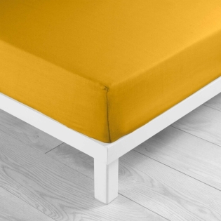 Drap housse 2 personnes 140 x 190 cm uni 57 fils lina Curry sur Mon Linge de Maison Drap housse 2 personnes 140 x 190 cm uni 57 fils lina Curry