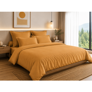 Housse de Couette 260 x 240 cm – 100% Coton 57 Fils/cm² – Miel