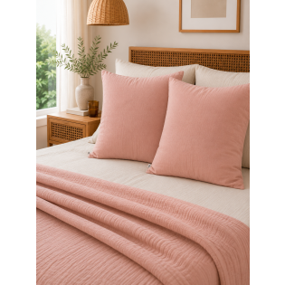 Lot de 2 Taies d’Oreiller 60 x 60 cm – Double Gaze de Coton – GAÏA Rose pêche sur Mon Linge de Maison Lot de 2 Taies d’Oreiller 60 x 60 cm – Double Gaze de Coton – GAÏA Rose pêche