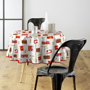 Nappe ronde (0) 160 cm pvc photoprint tulipe Sans