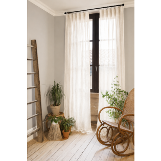Lot de 2 Rideaux Gaze de Coton Pampa 140x300 cm Ajustables – 8 Anneaux Pinces Inclus – Rideaux Tamisants Haut de Gamme